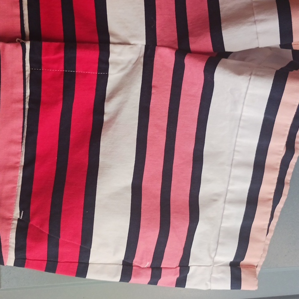 New York & Co Striped Shorts Orange Red Pink White Cotton Women's Size 8 - Picture 5 of 9